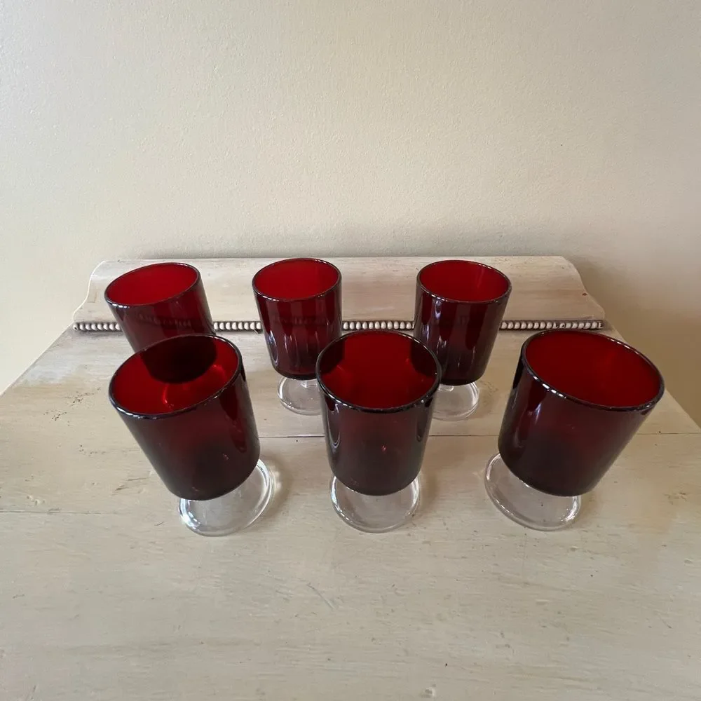 Set of 6 Luminarc Cavalier Ruby Red Cordial Glasses